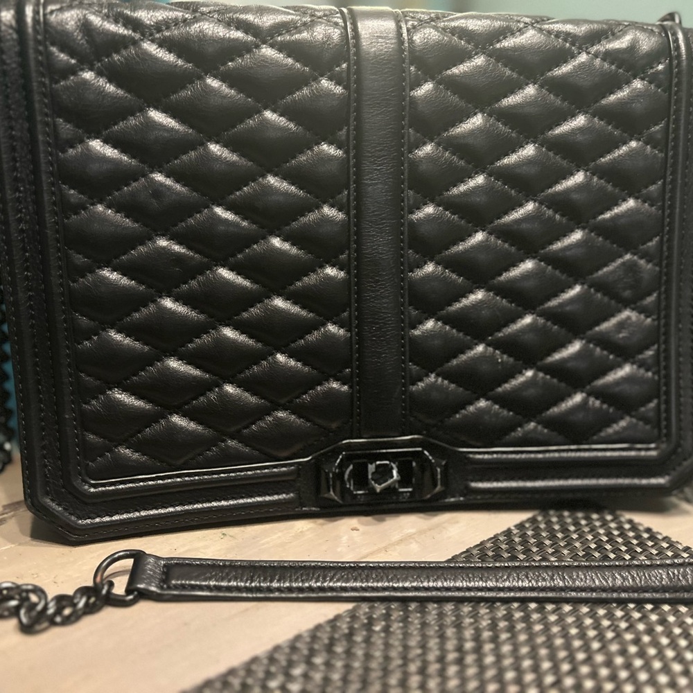 Rebecca Minkoff Black Quilted Chain Shoulder Bag - Picture 3 of 10